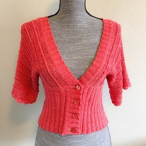 Guess Crop Knit Fitted Sweater Top